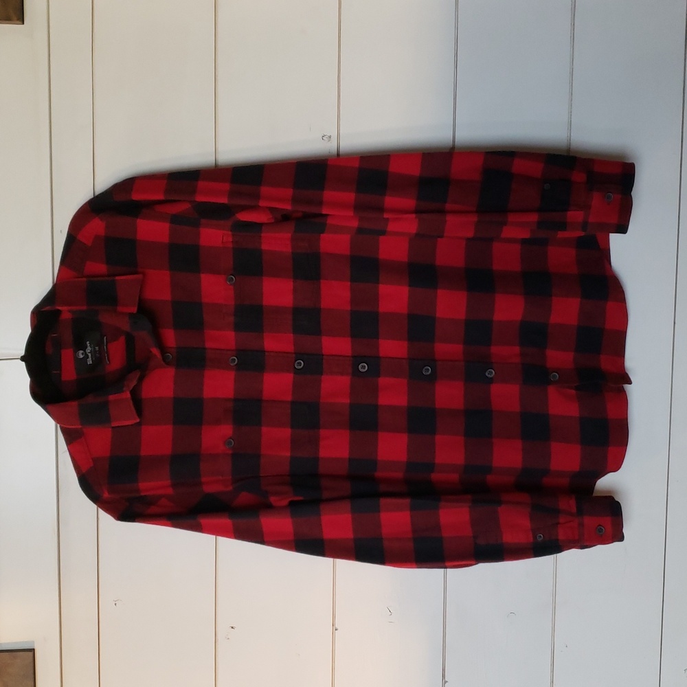 WIND RIVER Men’s Plaid Flannel Shirt Modern Fit, Size Long Tall Red Black